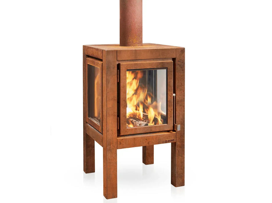 RB73 Quaruba XL caminetto a legna per esterno in acciaio corten - Efesto Home