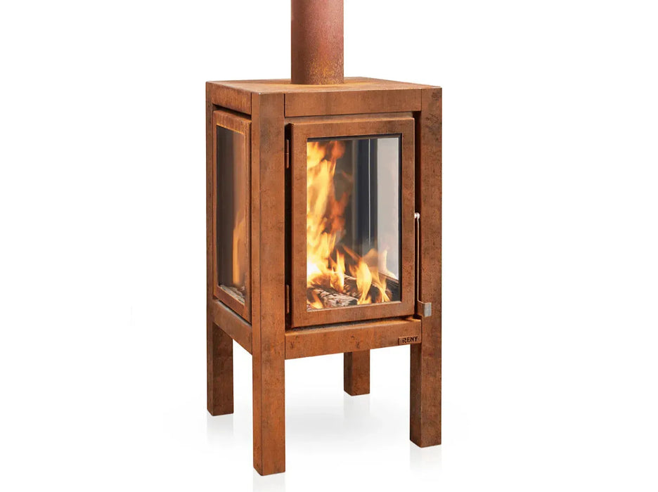 RB73 Quaruba XXL caminetto a legna per esterno in acciaio corten - Efesto Home
