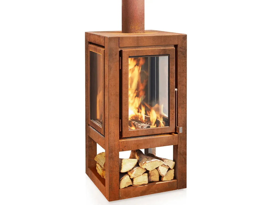 RB73 Quaruba XXL mobile, caminetto a legna per esterno in acciaio corten - Efesto Home