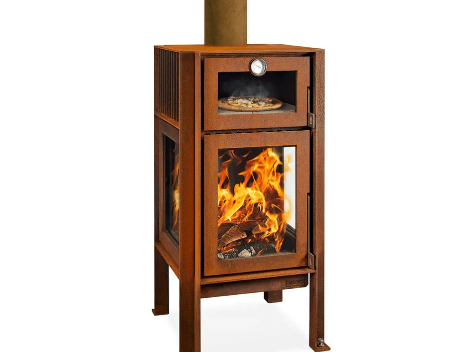 RB73 Quercus caminetto a legna per esterno in acciaio corten - Efesto Home