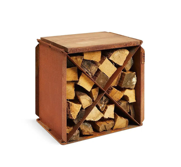 RB73 BloX portalegna e sgabello in acciaio corten - Efesto Home