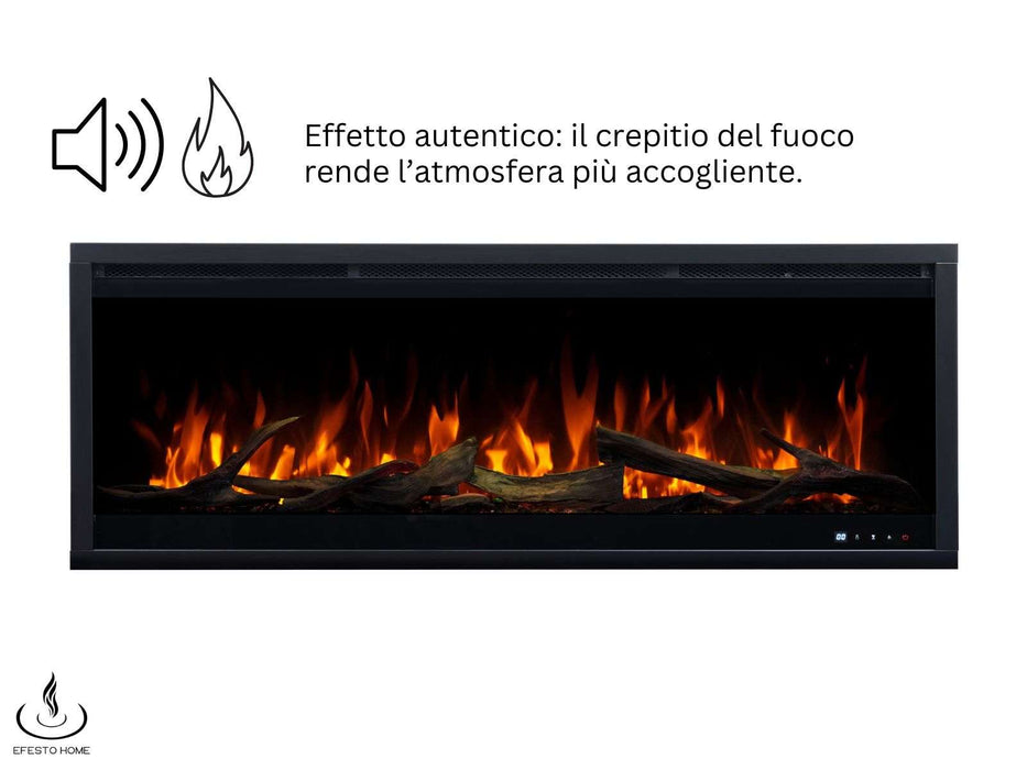 Aflamo Royal 3D - caminetto elettrico da incasso con vista frontale