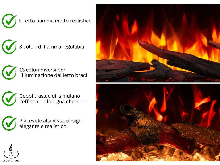 Aflamo Royal 3D - caminetto elettrico da incasso con vista frontale