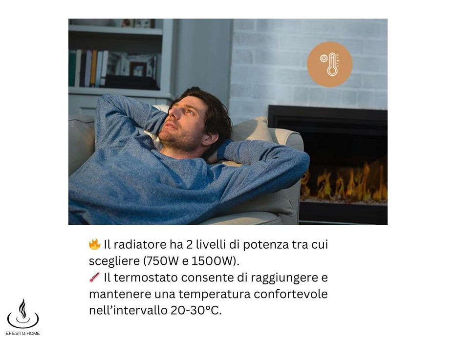 Aflamo Royal 3D - caminetto elettrico da incasso con vista frontale