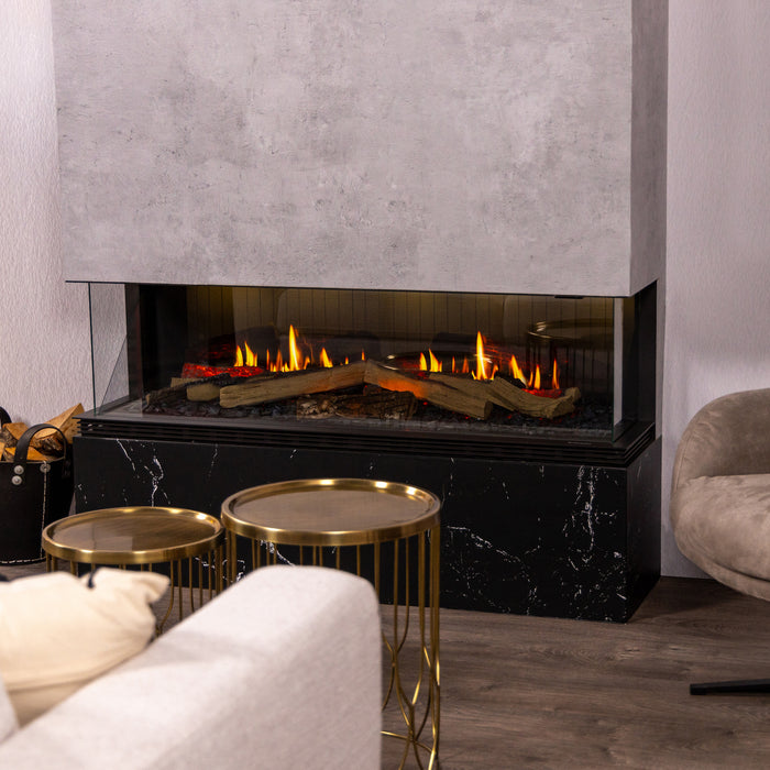 Dimplex Vista - camino elettrico da incasso, vista trifacciale