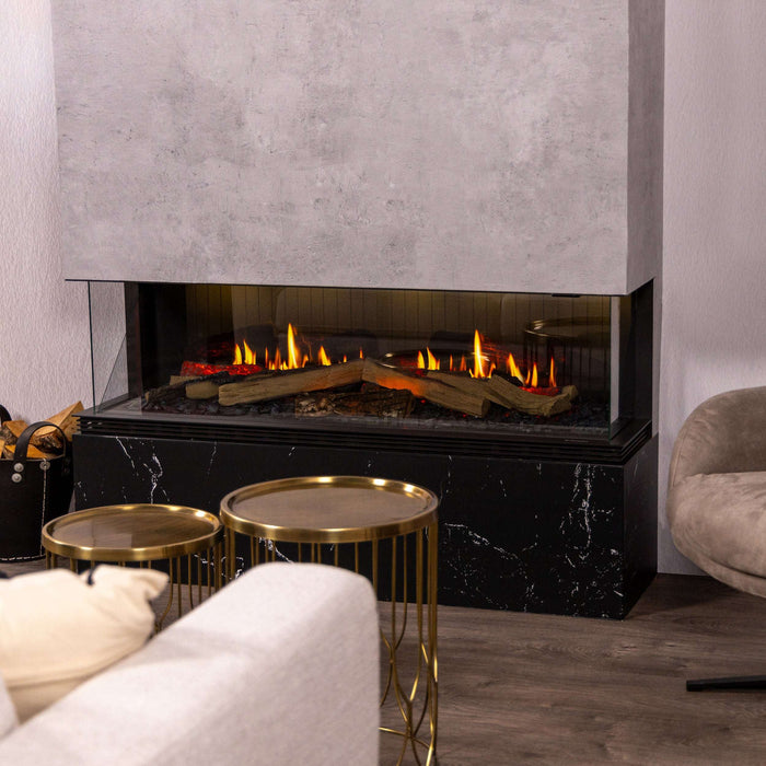 Dimplex Vista - camino elettrico da incasso, vista trifacciale