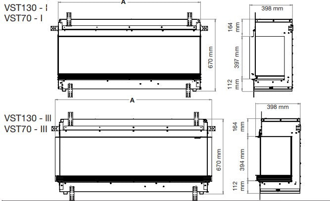 Dimplex Vista - camino elettrico da incasso, vista trifacciale