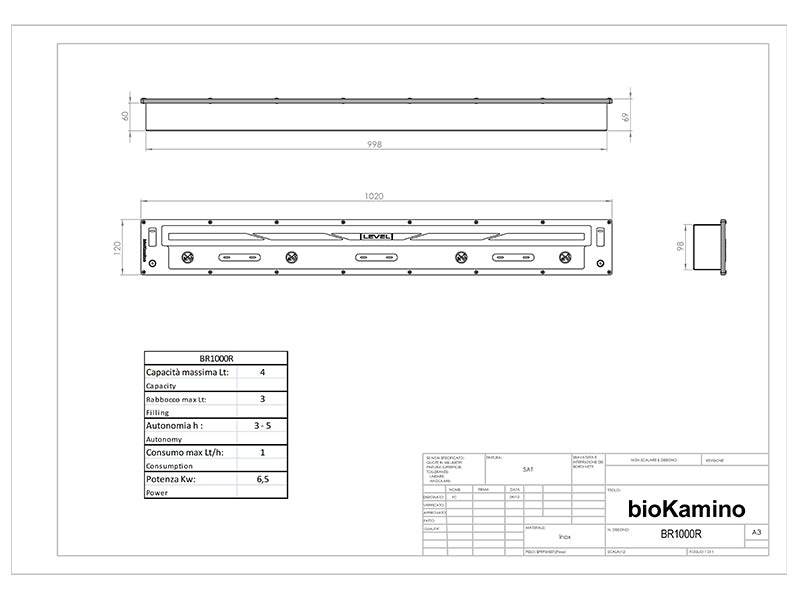 Biokamino Bruciatore a bioetanolo standard - Linea R