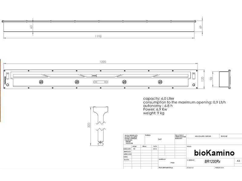 Biokamino Bruciatore a bioetanolo standard - Linea R