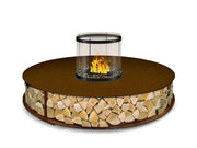 The Flame Bench rotondo - panchina con caminetto, ad acqua nebulizzata, centrale - Efesto Home