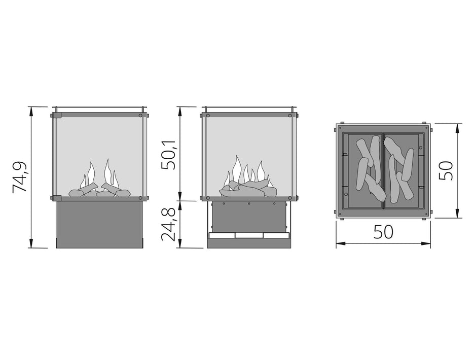 The Flame Cube  - caminetto quadrato da incasso ad acqua nebulizzata