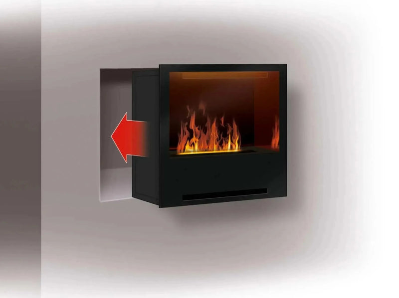 The Flame Kitchen - caminetto da incasso, vista frontale, ad acqua nebulizzata - Efesto Home