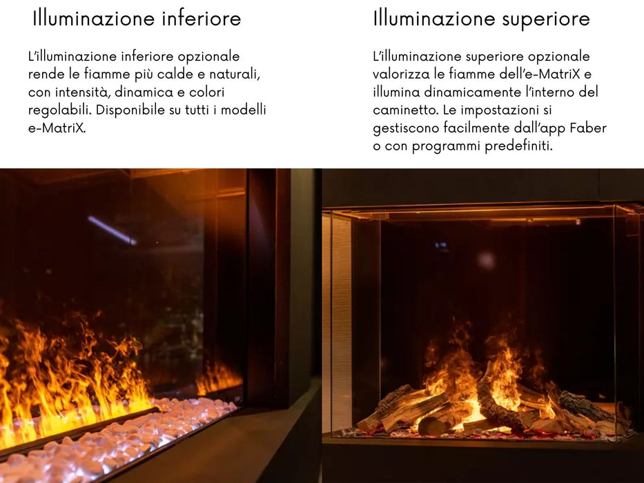 e-MatriX 1300/400 II - caminetto elettrico a vapore acqueo, angolo sinistro