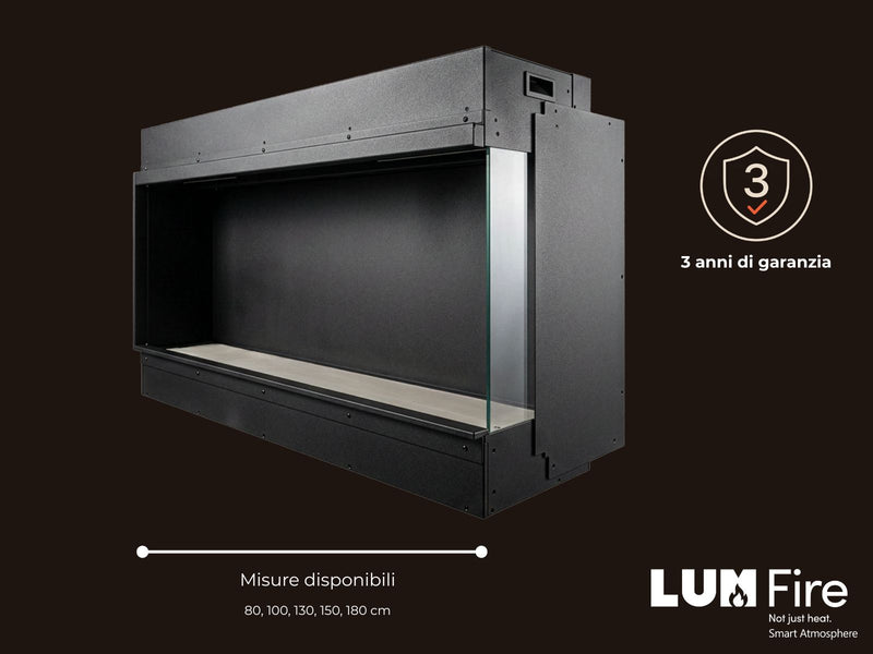 Lumfire Fora – Camino Elettrico da Incasso Frontale, ad Angolo e Trifacciale