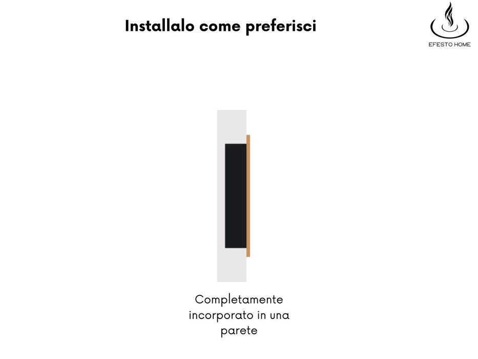 Aflamo Royal 3D - caminetto elettrico da incasso con vista frontale