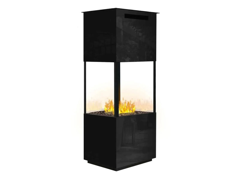 The Flame Tower Steel & Wood - caminetto, effetto fuoco, ad acqua nebulizzata - Efesto Home