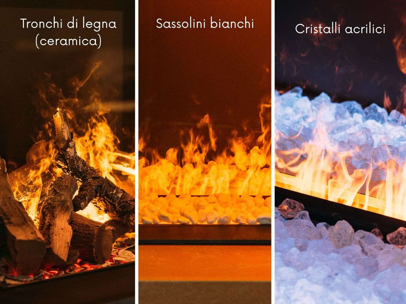 e-MatriX 1050/400 CR - caminetto elettrico a vapore acqueo, angolo destro