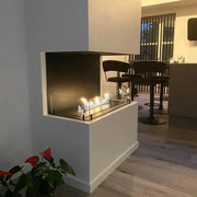 Efesto Forma C - Caminetto a bioetanolo con vista su tre lati, lunghezza 100 cm - Efesto Home