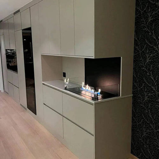 Efesto Forma C - Caminetto a bioetanolo con vista su tre lati, lunghezza 80 cm - Efesto Home
