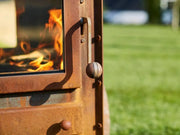 RB73 Bijuga caminetto a legna per esterno in acciaio corten - Efesto Home