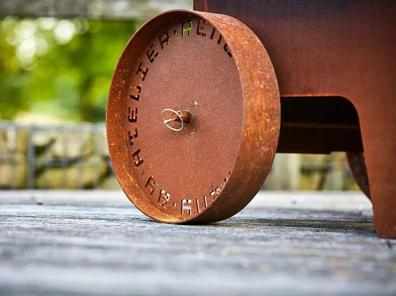 RB73 Bijuga caminetto a legna per esterno in acciaio corten - Efesto Home