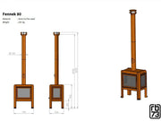 RB73 Fennek 80 caminetto a legna per esterno in acciaio corten - Efesto Home