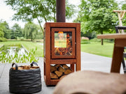 RB73 Quaruba XL mobile, caminetto a legna per esterno in acciaio corten - Efesto Home
