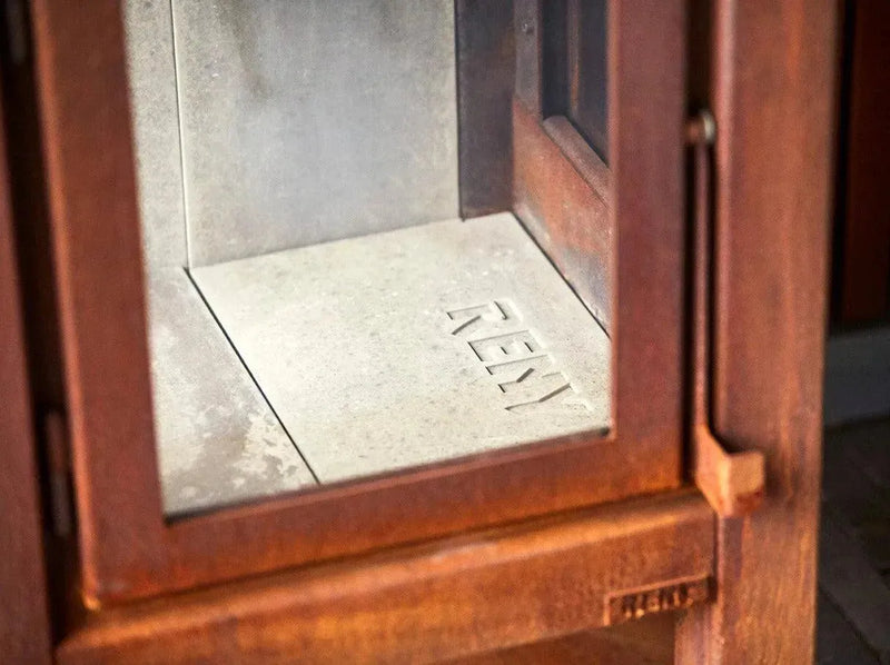 RB73 Quaruba XL caminetto a legna per esterno in acciaio corten - Efesto Home